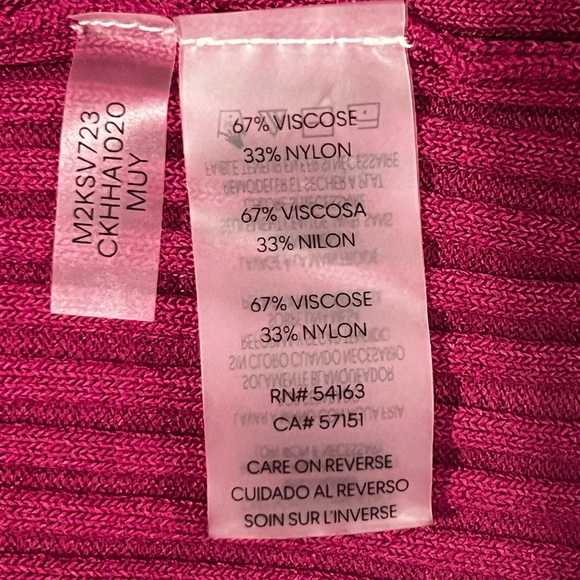 CALVIN KLEIN women’s cut-out ribbed knit pullover sweater fuchsia/size M - Picture 5 of 7